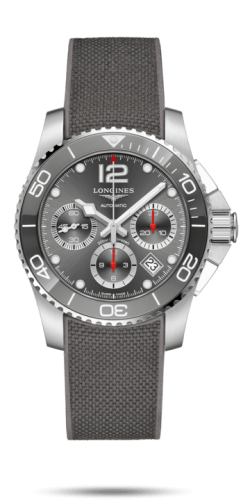 Longines L3.783.4.76.9 : HydroConquest 41 Automatic Chronograph Stainless Steel / Ceramic / Grey / Rubber