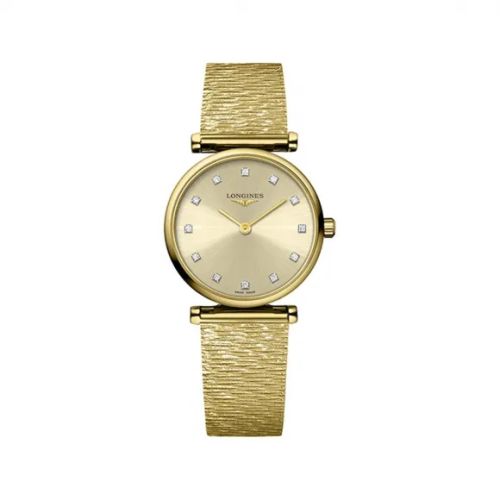 Longines L4.209.2.33.8 : La Grande Classique Quartz 24 Yellow Gold / Gilt - Diamond / Bracelet