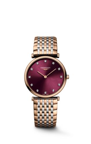 Longines L4.512.1.68.7 : La Grande Classique Quartz 29 Stainless Steel - Red Gold PVD / Burgundy - Diamond