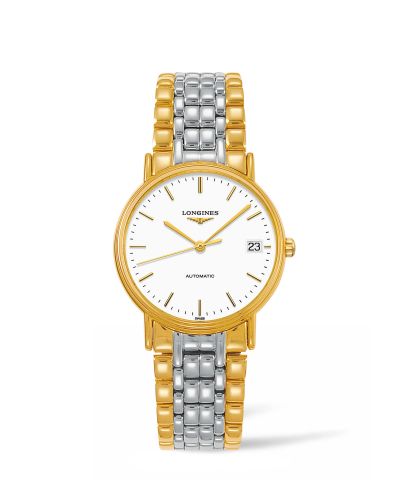 Longines L4.821.2.12.7 : Presence Automatic 34.5mm Stainless Steel / PVD Gold / White / Bracelet