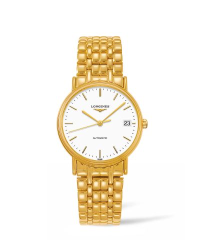 Longines L4.821.2.12.8 : Presence Automatic 34.5mm Stainless Steel / PVD Gold / White / Bracelet