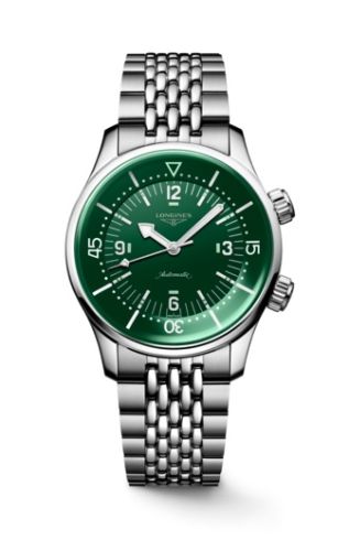 Longines L3.764.4.06.6 : Heritage Legend Diver 39 Stainless Steel / Green / Bracelet