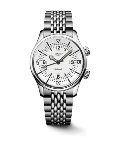 Longines L3.764.4.16.6 : Heritage Legend Diver 39 Stainless Steel / White / Bracelet