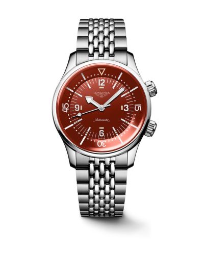 Longines L3.764.4.96.6 : Heritage Legend Diver 39 Stainless Steel / Terracotta / Bracelet