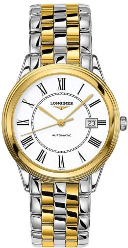 Longines L4.874.3.21.7 : Flagship 38.5 Stainless Steel / Yellow Gold / White-Roman / Bracelet