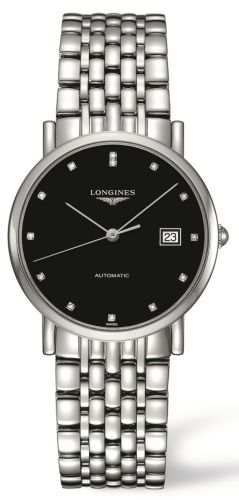 Longines L4.809.4.57.6 : Elegant Collection 34.5 Automatic Stainless Steel / Black / Bracelet