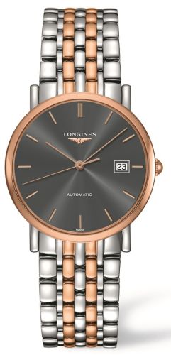 Longines L4.809.5.72.7 : Elegant Collection 34.5 Automatic Stainless Steel / Red Gold / Grey