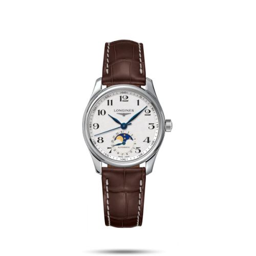 Longines L2.409.4.78.3 : Master Collection 34 Moonphase Stainless Steel / Silver / Alligator