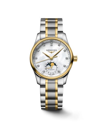 Longines L2.409.5.87.7 : Master Collection 34 Moonphase Stainless Steel - Yellow Gold / MOP / Bracelet