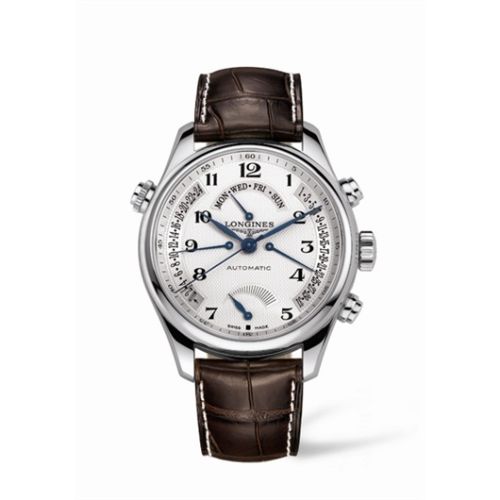 Longines L2.716.4.78.3 : Master Collection 44 Retrograde Power Reserve Stainless Steel / Silver-Arabic / Alligator