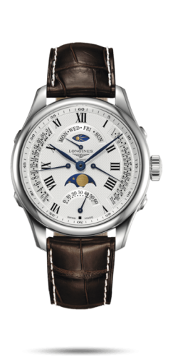 Longines L2.738.4.71.3 : Master Collection 41 Retrograde Moonphase Stainless Steel / Silver-Roman / Alligator