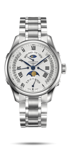 Longines L2.738.4.71.6 : Master Collection 41 Retrograde Moonphase Stainless Steel / Silver-Roman / Bracelet