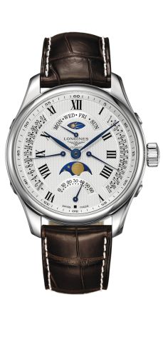 Longines L2.739.4.71.3 : Master Collection 44 Retrograde Moonphase Stainless Steel / Silver-Roman / Alligator