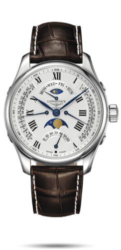 Longines L2.739.4.71.5 : Master Collection 44 Retrograde Moonphase Stainless Steel / Silver-Roman / Alligator XL