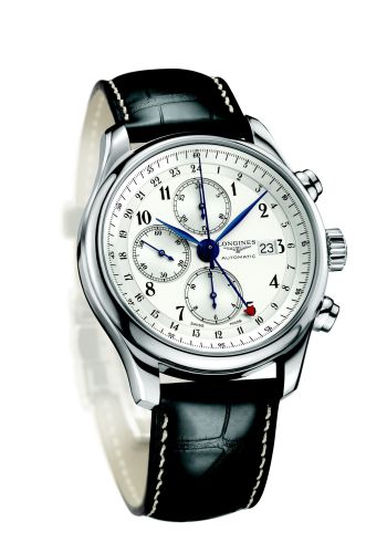 Longines L2.740.4.73.3 : Master Collection 44 Chronograph Stainless Steel / Silver-Arabic / Alligator / 100th anniversary of the Republic of Portugal