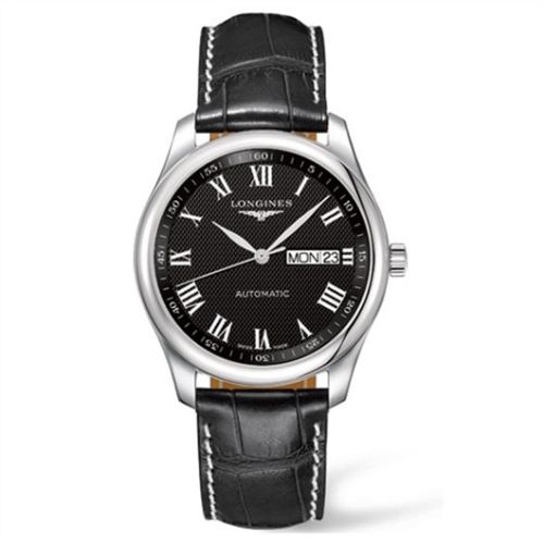 Longines L2.755.4.51.8 : Master Collection 38.5 Day Date Stainless Steel / Black-Roman / Alligator