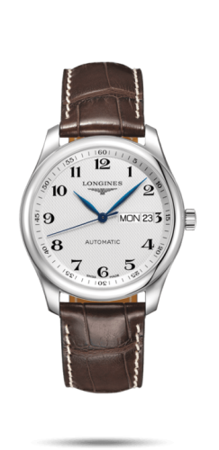 Longines L2.755.4.78.5 : Master Collection 38.5 Day Date Stainless Steel / Silver-Arabic / Alligator XL