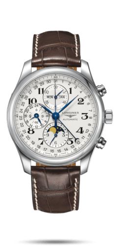 Longines L2.773.4.78.5 : Master Collection 42 Chronograph Calendar Stainless Steel / Silver-Arabic / Alligator XL