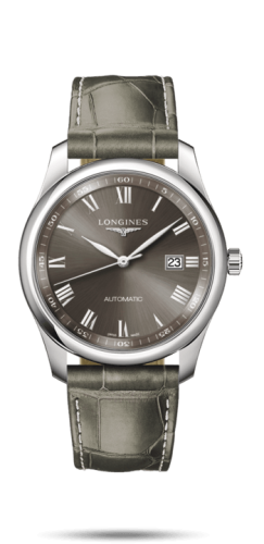 Longines L2.793.4.71.3 : Master Collection 40 Date Stainless Steel / Grey Roman / Alligator