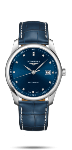 Longines L2.793.4.97.0 : Master Collection 40 Date Stainless Steel / Blue-Diamond / Alligator