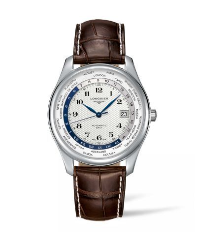 Longines L2.802.4.70.5 : Master Collection 42 World Time Stainless Steel / Silver-Arabic / Alligatro XL