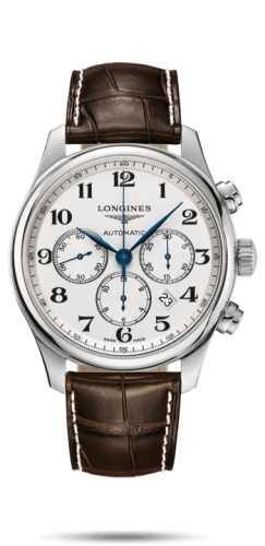 Longines L2.859.4.78.3 : Master Collection 44 Chronograph Stainless Steel / Silver-Arabic / Alligator