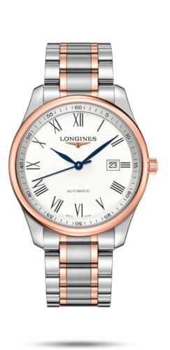 Longines L2.893.5.11.7 : Master Collection 42 Date Stainless Steel / Pink Gold / White-Roman / Bracelet