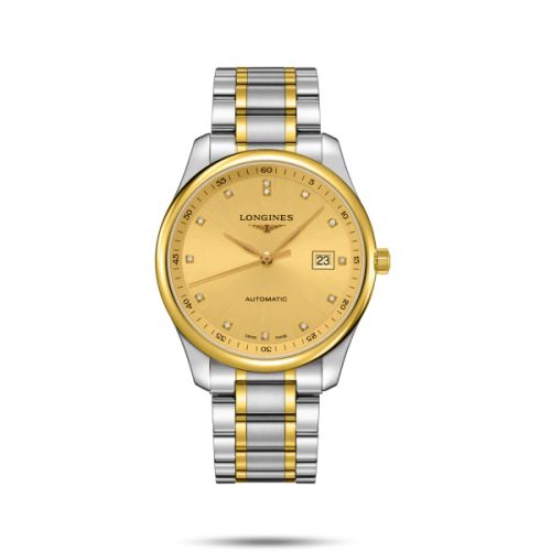 Longines L2.893.5.37.7 : Master Collection 42 Date Stainless Steel / Yellow Gold / Champagne-Diamond / Bracelet