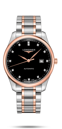 Longines L2.893.5.57.7 : Master Collection 42 Date Stainless Steel / Pink Gold / Black-Diamond / Bracelet