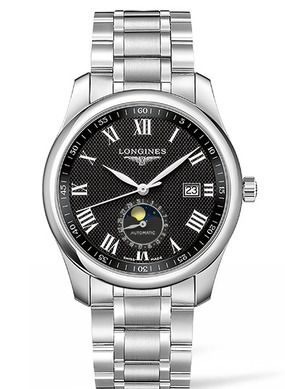 Longines L2.909.4.51.6 : Master Collection 40 Moonphase Stainless Steel / Black-Roman / Bracelet