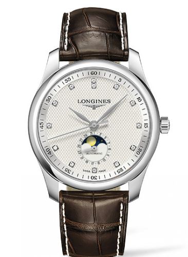 Longines L2.909.4.77.3 : Master Collection 40 Moonphase Stainless Steel / Silver-Diamond / Alligator
