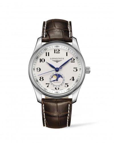 Longines L2.909.4.78.3 : Master Collection 40 Moonphase Stainless Steel / Silver-Arabic / Alligator