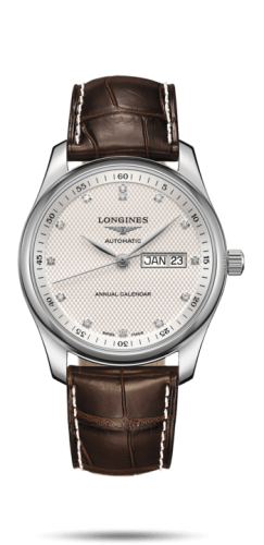 Longines L2.910.4.77.3 : Master Collection 40mm Annual Calendar Stainless Steel / Silver-Diamond / Alligator