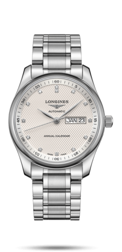 Longines L2.910.4.77.6 : Master Collection 40mm Annual Calendar Stainless Steel / Silver-Diamond / Bracelet