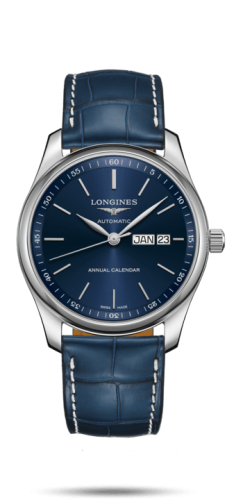 Longines L2.910.4.92.0 : Master Collection 40mm Annual Calendar Stainless Steel / Blue / Alligator