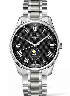 Longines L2.919.4.51.6 : Master Collection 42 Moonphase Stainless Steel / Black-Roman / Bracelet