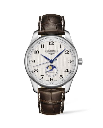 Longines L2.919.4.78.3 : Master Collection 42 Moonphase Stainless Steel / Silver-Arabic / Alligator