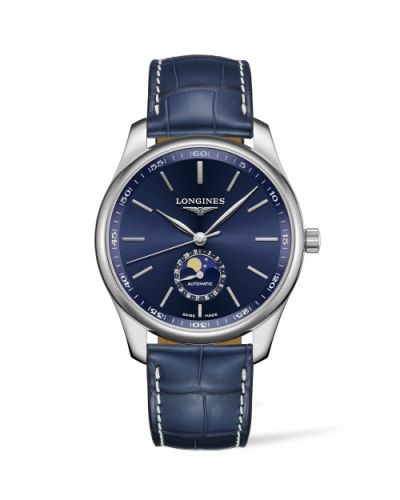 Longines L2.919.4.92.2 : Master Collection 42 Moonphase Stainless Steel / Blue / Alligator XL