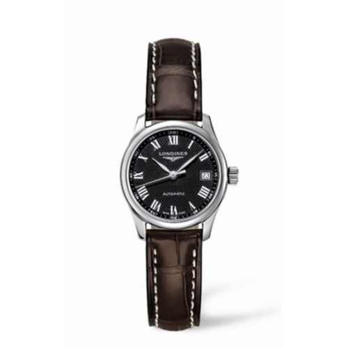 Longines L2.128.4.51.3 : Master Collection Date 25.5 Stainless Steel / Black - Roman