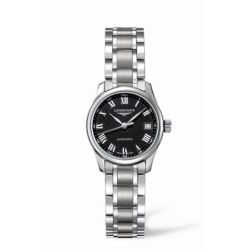 Longines L2.128.4.51.6 : Master Collection Date 25.5 Stainless Steel / Black - Roman / Bracelet