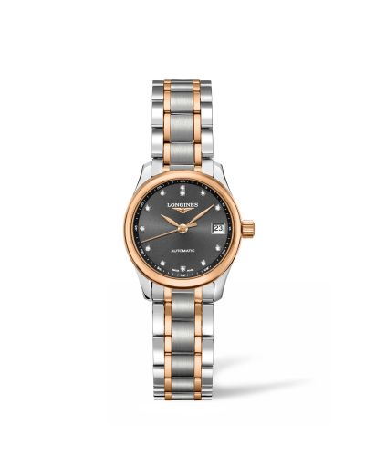 Longines L2.128.5.07.7 : Master Collection Date 25.5 Stainless Steel - Pink Gold / Grey / Bracelet