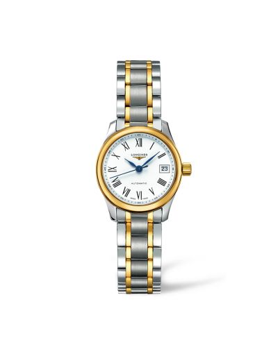 Longines L2.128.5.11.7 : Master Collection Date 25.5 Stainless Steel - Yellow Gold / White - Roman / Bracelet