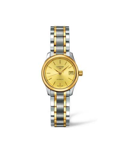 Longines L2.128.5.32.7 : Master Collection Date 25.5 Stainless Steel - Yellow Gold / Champagne / Bracelet