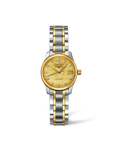 Longines L2.128.5.38.7 : Master Collection Date 25.5 Stainless Steel - Yellow Gold / Champagne Linen / Bracelet