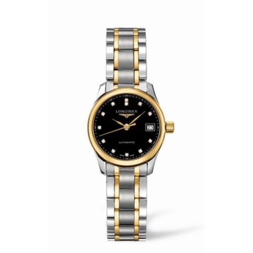 Longines L2.128.5.57.7 : Master Collection Date 25.5 Stainless Steel - Yellow Gold / Black / Bracelet