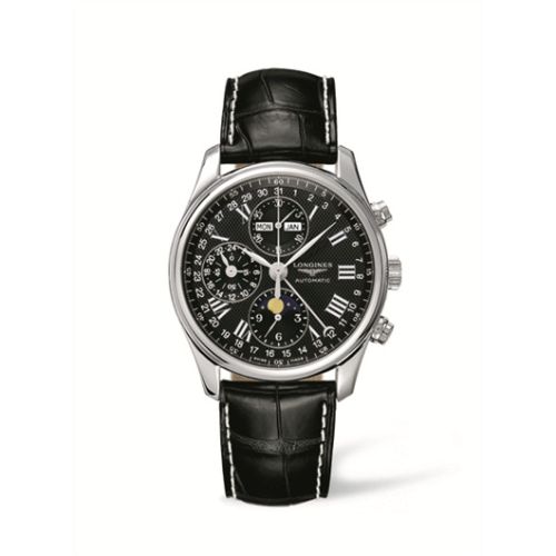 Longines L2.673.4.51.7 : Master Collection 40 Chronograph Calendar Stainless Steel / Black / Strap