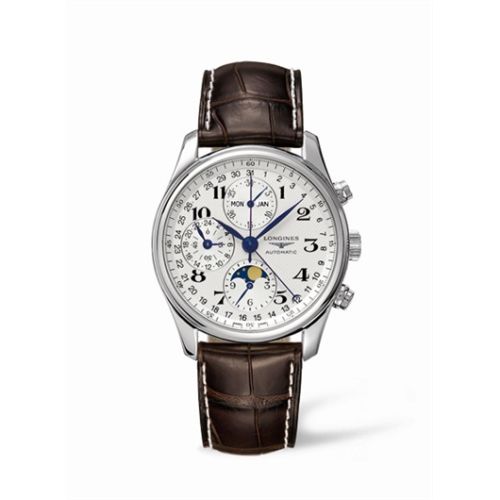 Longines L2.673.4.78.3 : Master Collection 40 Chronograph Calendar Stainless Steel / Silver / Alligator