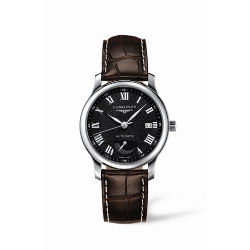 Longines L2.708.4.51.5 : Master Collection 38.5mm Power Reserve Stainless Steel / Black-Roman / Alligator