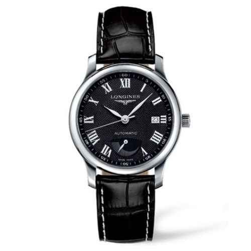 Longines L2.708.4.51.7 : Master Collection 38.5mm Power Reserve Stainless Steel / Black-Arabic / Alligator