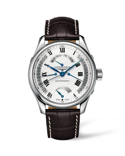 Longines L2.716.4.71.3 : Master Collection 44 Retrograde Power Reserve Stainless Steel / Silver-Roman / Alligator